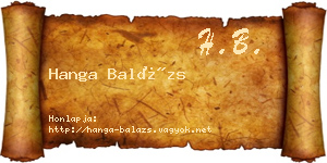 Hanga Balázs névjegykártya